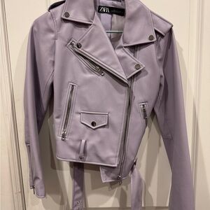 Zara Women's Lavender Leather Jacket